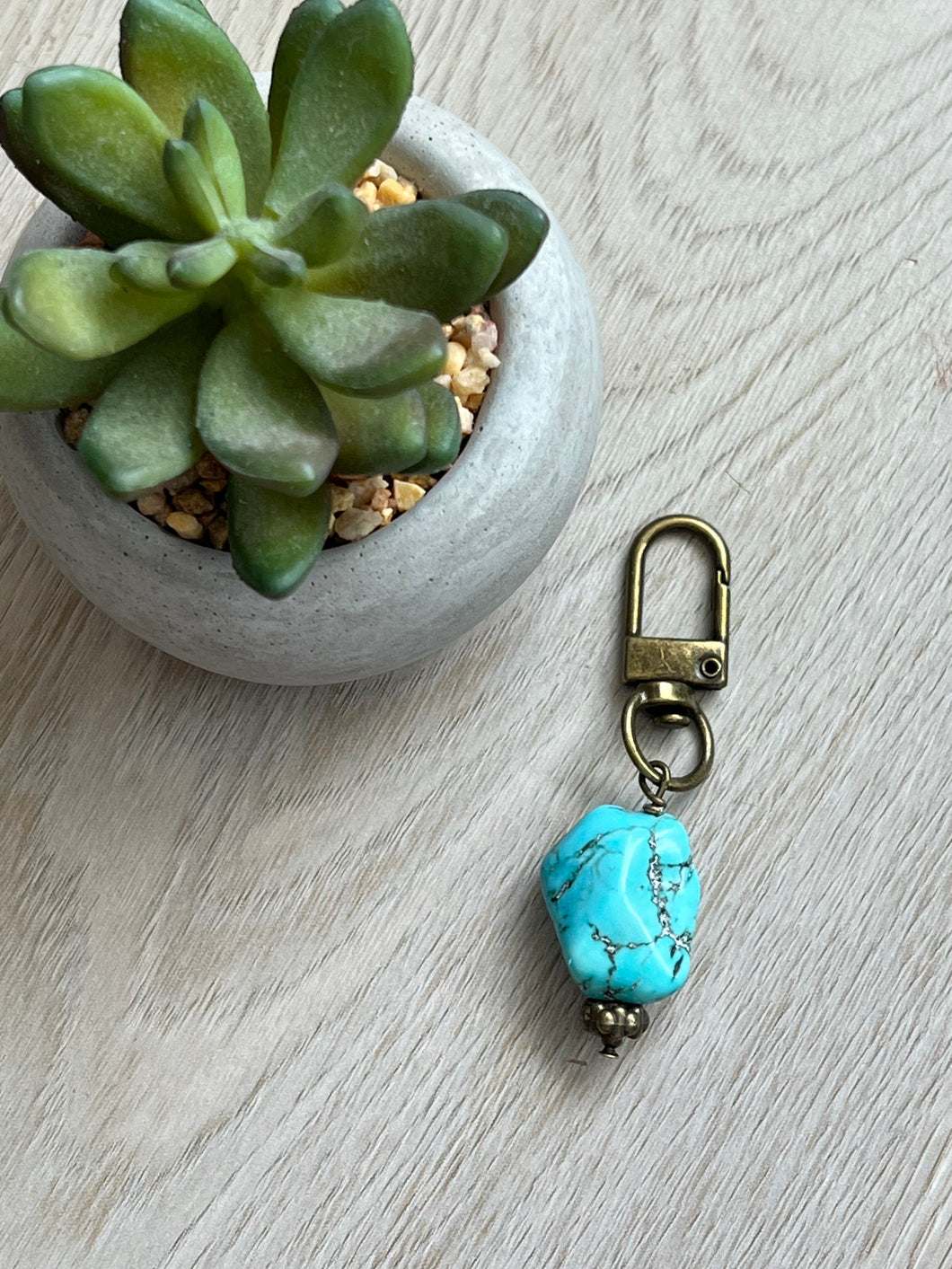 Handmade Turquoise Single Nugget Zipper Pull