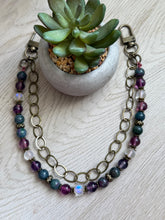 Load image into Gallery viewer, Handmade Bag Necklace- Mystic Aura Quartz, Fluorite and Chrysocolla Malachite Beads
