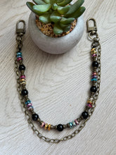 Load image into Gallery viewer, Handmade Bag Necklace- Black Onyx and Rainbow Hematite Beads
