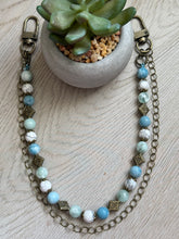 Load image into Gallery viewer, Handmade Bag Necklace- White Howlite, Larimar and Green Angelite Beads
