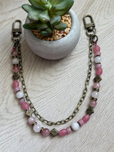 Load image into Gallery viewer, Handmade Bag Necklace- White Jade, Rose Quartz and Glass Beads
