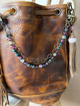 Load image into Gallery viewer, Handmade Bag Necklace- Mystic Aura Quartz, Fluorite and Chrysocolla Malachite Beads
