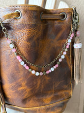 Load image into Gallery viewer, Handmade Bag Necklace- White Jade, Rose Quartz and Glass Beads
