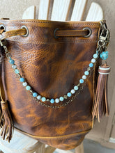 Load image into Gallery viewer, Handmade Bag Necklace- White Howlite, Larimar and Green Angelite Beads
