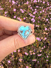 Load image into Gallery viewer, Handmade Golden Hills Lavender Turquoise Heart Ring - Size 8
