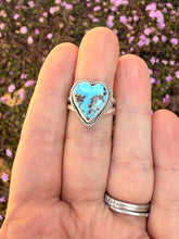 Load image into Gallery viewer, Handmade Golden Hills Lavender Turquoise Heart Ring - Size 8
