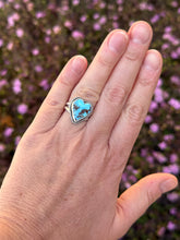 Load image into Gallery viewer, Handmade Golden Hills Lavender Turquoise Heart Ring - Size 8
