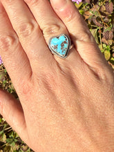 Load image into Gallery viewer, Handmade Golden Hills Lavender Turquoise Heart Ring - Size 8
