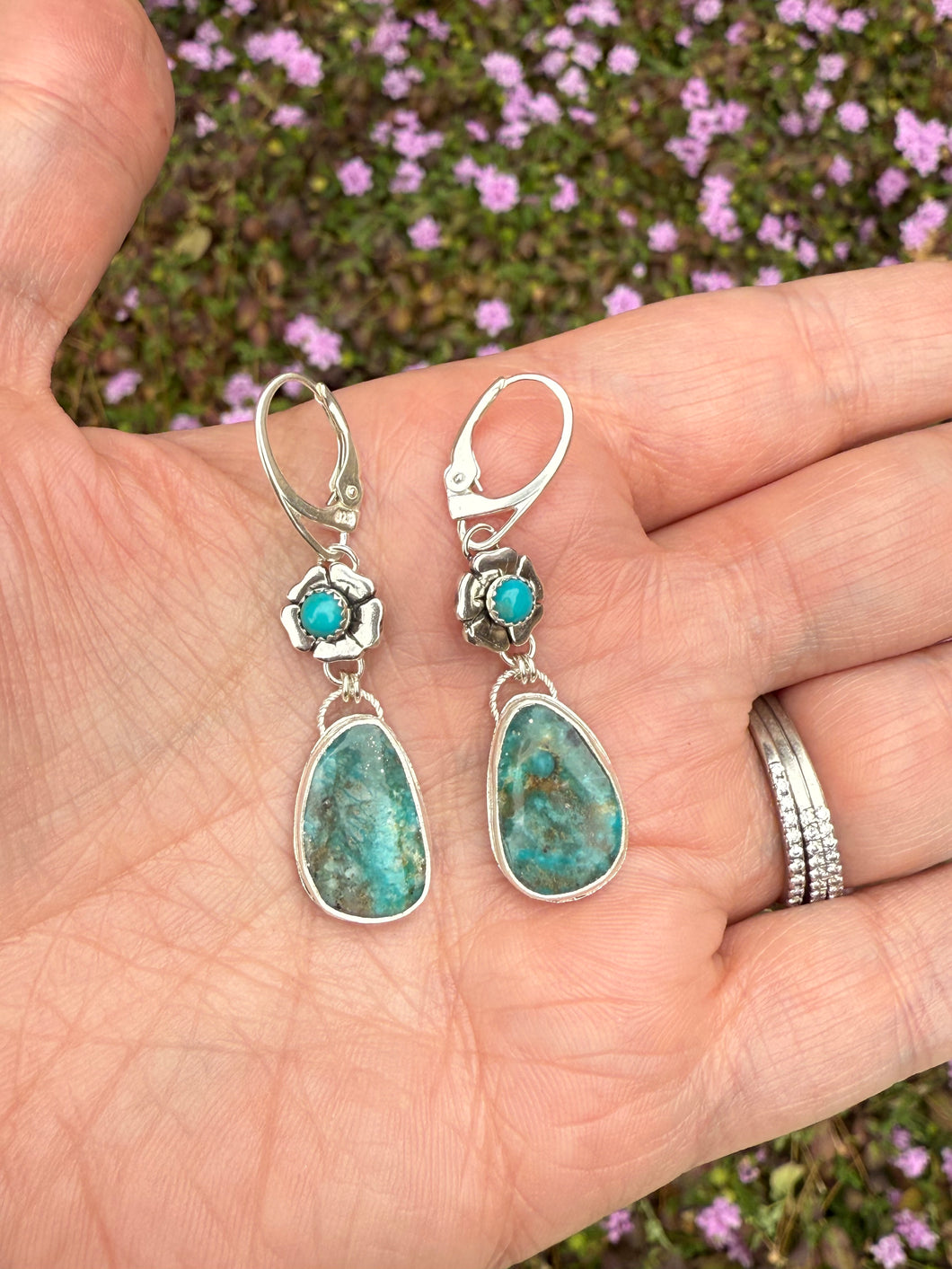 Handmade Sterling Silver Kingman Turquoise Earrings