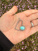 Load image into Gallery viewer, Handmade Sterling Silver Turquoise Mountain Heart Pendant Necklace
