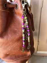 Load image into Gallery viewer, &quot;Floral Dreams&quot; Handmade Gemstone Beaded Bag Charm Keychain, Purse Accessories
