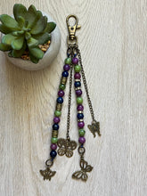 Load image into Gallery viewer, &quot;Butterfly Garden&quot; Handmade Gemstone Beaded Bag Charm Keychain, Purse Accessories
