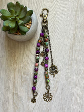 Load image into Gallery viewer, &quot;Floral Dreams&quot; Handmade Gemstone Beaded Bag Charm Keychain, Purse Accessories
