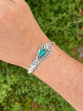 Load image into Gallery viewer, Handmade Vintage Up-Cycled Sterling Silver 1896 Spoon Bracelet with Gem Silica
