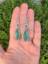 Load image into Gallery viewer, Sterling Silver Hubei Turquoise Marquise Tulip Dangle Earrings
