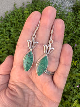 Load image into Gallery viewer, Sterling Silver Hubei Turquoise Marquise Tulip Dangle Earrings
