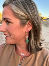 Load image into Gallery viewer, Sterling Silver Hubei Turquoise Marquise Tulip Dangle Earrings
