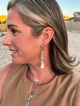 Load image into Gallery viewer, Sterling Silver White Buffalo Turquoise and Amazonite Dangle Earrings
