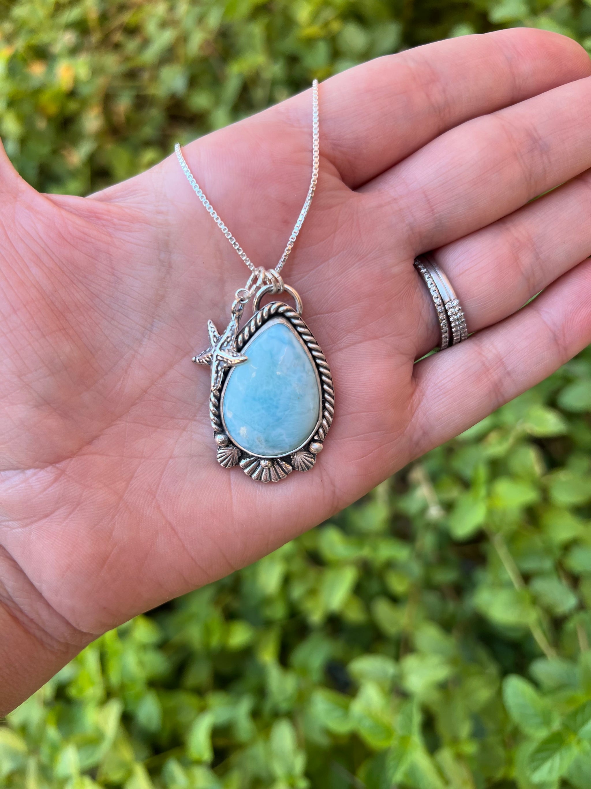 Sterling Silver Larimar hot Necklace