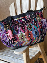 Load image into Gallery viewer, Clip Tassel- Black, Light Pink and Oil Splatter Cowhide Leather with Beaded Charm
