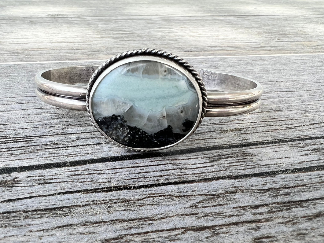 BC Ocean Picture Landscape Gemstone Sterling Silver Cuff Bracelet 